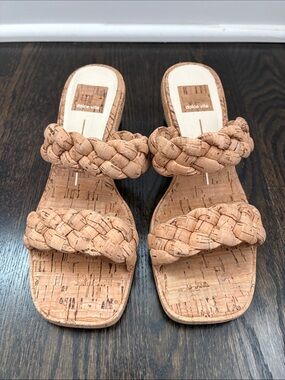 Dolce Vita Braided Cork Slide Sandals — Cork Tan